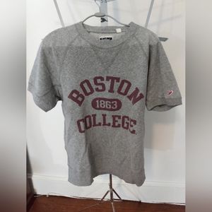 Boston College Burgundy and Grey Short Sleeve Sweatshirt
